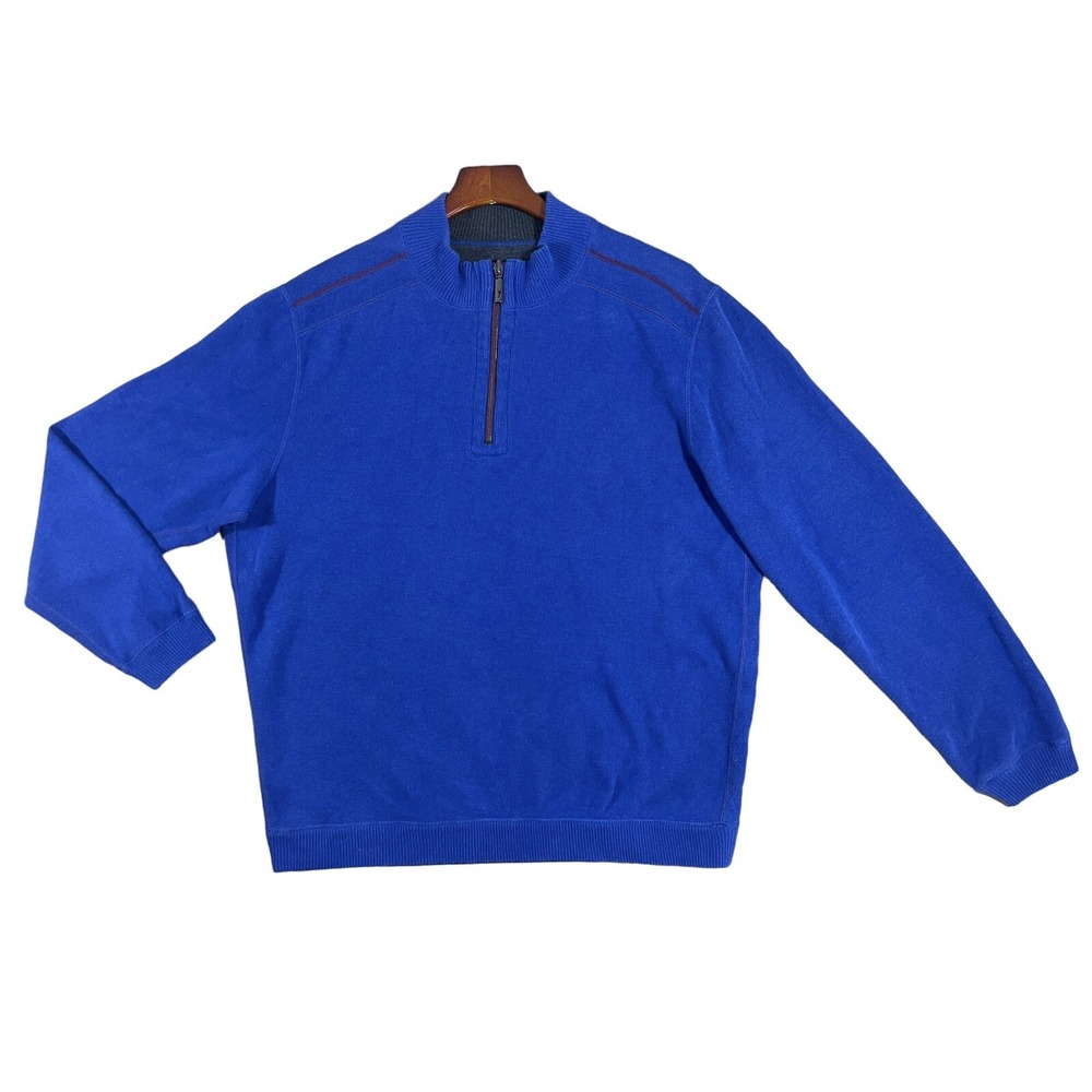 Tommy Bahama Men's Reversible‎ 1/4 Zip Pullover Size M  Long Sleeve Blue / Gray